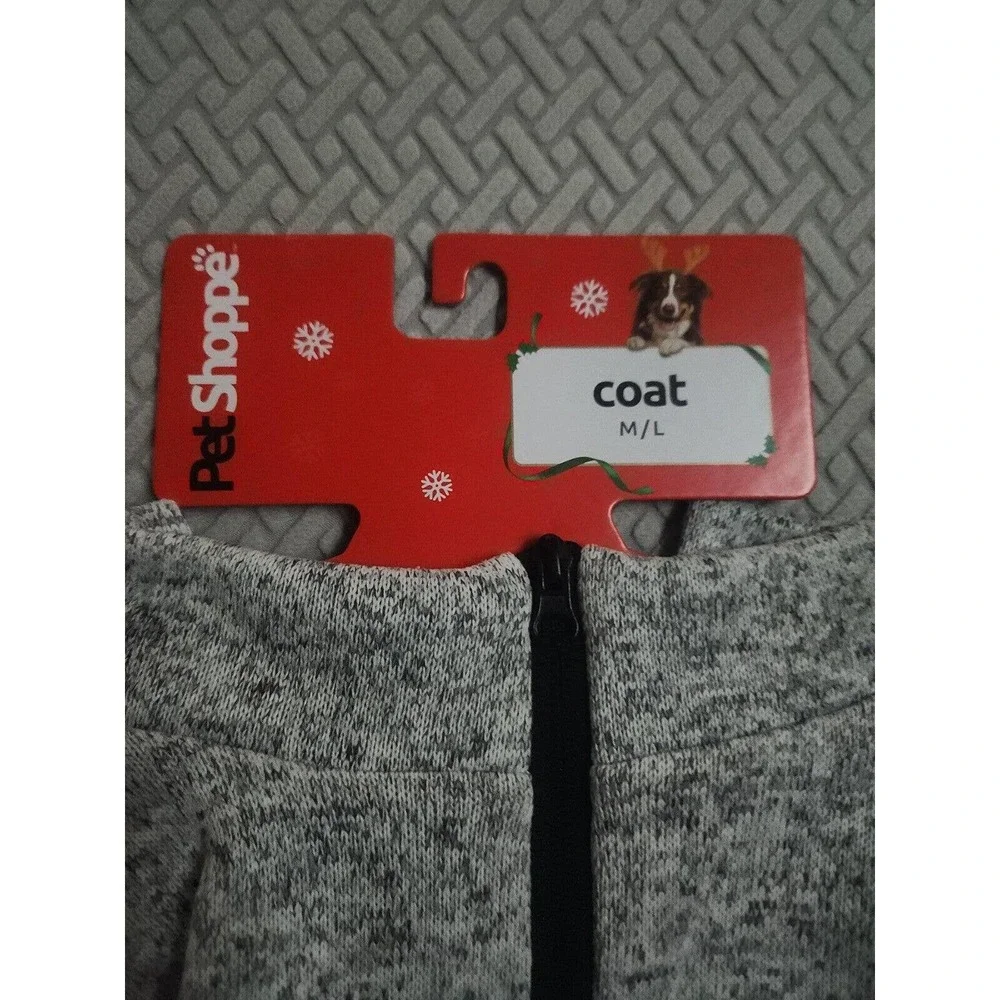Pet Shoppe dog puppy winter coat size MEDIUM LARGE gray‎ and black 20-35lbsok